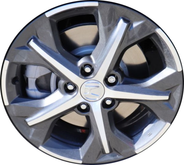 Honda HR-V 2023-2025 charcoal machined 17x6.5 aluminum wheels or rims. Hollander part number ALY60302B, OEM part number 42700-3W0-A84.