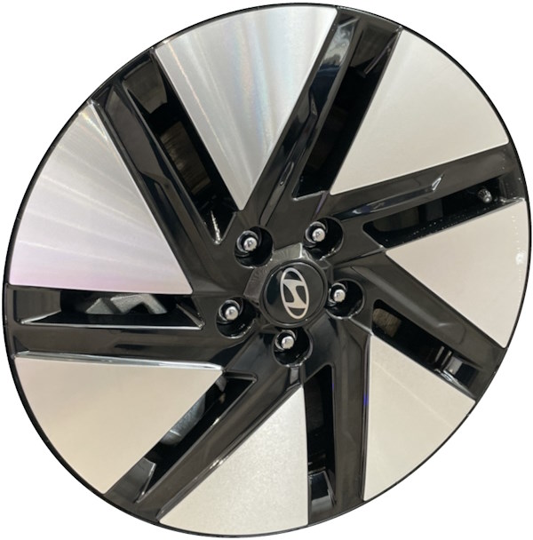 Hyundai Ioniq 6 2023-2025 black machined 18x7.5 Inch aluminum wheels or rims. Hollander part number ALY10511, OEM part number 52910-KL110.