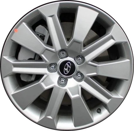 Hyundai Palisade SE, SEL 2023-2025 silver painted 18x7.5 aluminum wheels or rims. Hollander part number ALY71045, OEM part number 52910S8600.