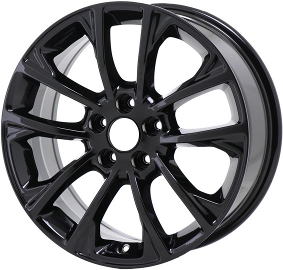 Jeep Cherokee 2023 black painted 17x7 aluminum wheels or rims. Hollander part number ALY9305, OEM part number 68585900AA.