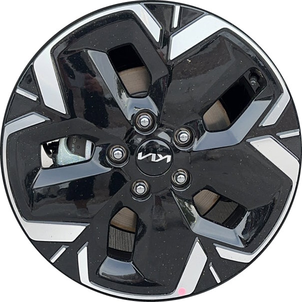 KIA Niro 2023-2025 black machined 17x7 aluminum wheels or rims. Hollander part number ALY74616, OEM part number 52910AO000.