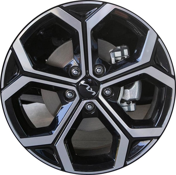 KIA Niro 2023-2025 black machined 18x7.5 aluminum wheels or rims. Hollander part number ALY74626, OEM part number 52910AT100.