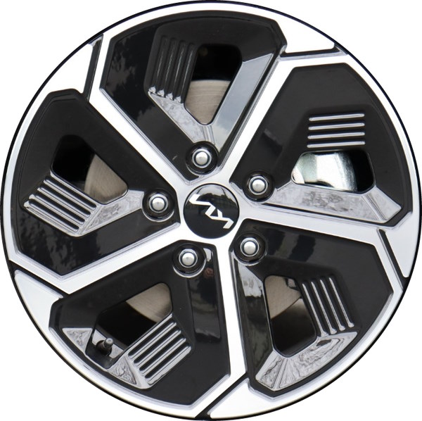 KIA Niro 2023-2025 black machined 16x6.5 aluminum wheels or rims. Hollander part number ALY74615, OEM part number 52910-AT000.