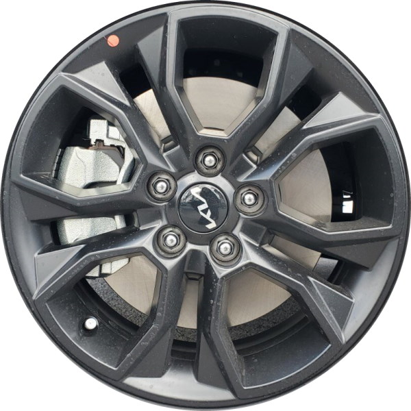 KIA Sportage 2023-2024 powder coat black 17x7 aluminum wheels or rims. Hollander part number ALY74679, OEM part number 52910-DW160.