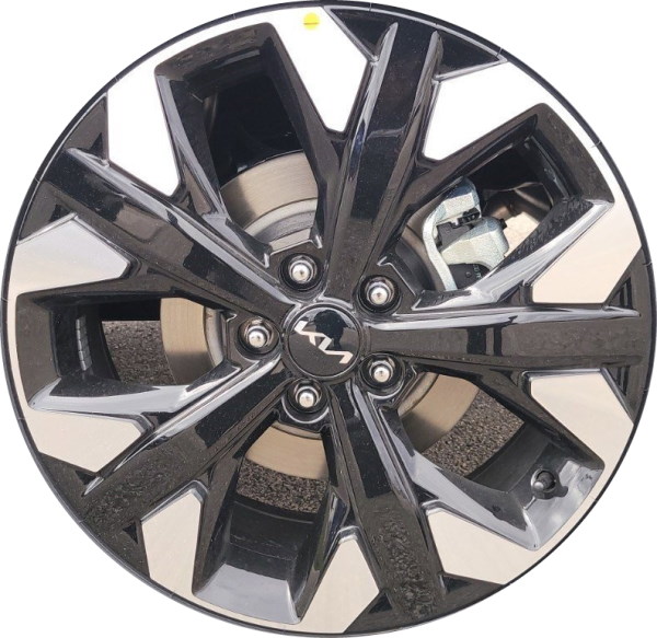 KIA Sportage 2023-2024 black machined 19x7.5 aluminum wheels or rims. Hollander part number ALY74647, OEM part number 52910P1360, 52910DW360.