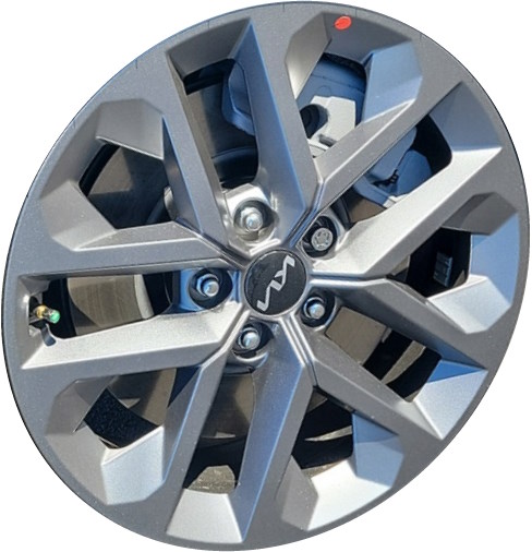 KIA Telluride 2023-2024 grey painted 18x7.5 aluminum wheels or rims. Hollander part number ALY74702, OEM part number 52910-S9600.