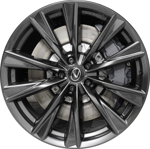 Lexus RX350 2023, RX500h 2023 powder coat gloss black 21x8 aluminum wheels or rims. Hollander part number RX350U30, OEM part number Not Yet Known.