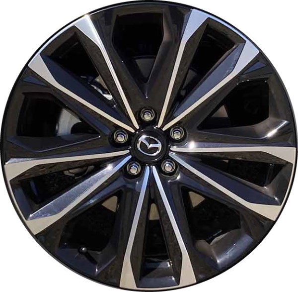 Mazda CX-50 2023-2025 black machined 20x8 aluminum wheels or rims. Hollander part number ALY65019, OEM part number 9965058000.