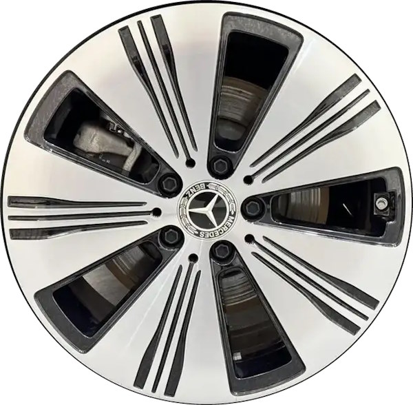 Mercedes-Benz EQB 250+ 2023-2024, EQB 300 2023-2024 black machined 18x7.5 aluminum wheels or rims. Hollander part number ALY85849, OEM part number 24340101007X23.