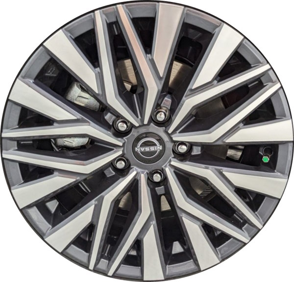 Nissan Altima 2023-2025 grey machined 17x7.5 aluminum wheels or rims. Hollander part number ALY62853, OEM part number 40300-9HF7A.