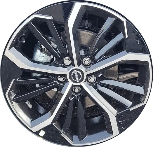 Nissan Altima 2023-2025 black machined 19x8 aluminum wheels or rims. Hollander part number ALY95477/62854, OEM part number 403009HF9D