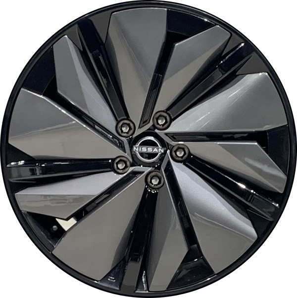 Nissan ARIYA 2023-2025 black painted 19x7.5 aluminum wheels or rims. Hollander part number ALY62864, OEM part number D0C00-5MR9B.