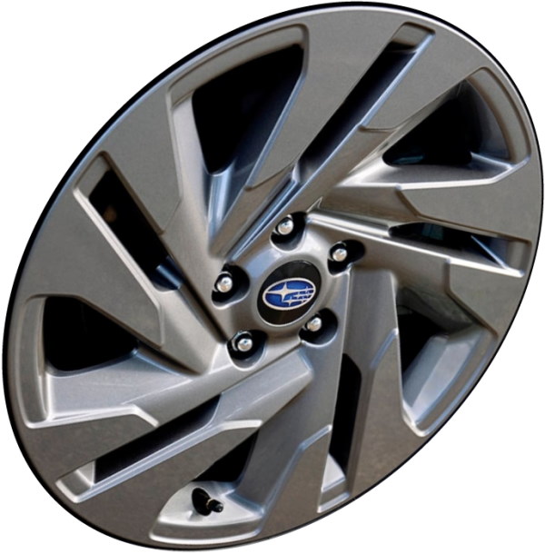 Subaru Legacy 2023 dark grey painted 18x7.5 aluminum wheels or rims. Hollander part number ALY95469U30, OEM part number Not Yet Known.