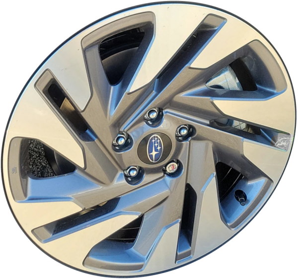 Subaru Legacy 2023 dark grey machined 18x7.5 aluminum wheels or rims. Hollander part number ALY95469U35, OEM part number Not Yet Known.
