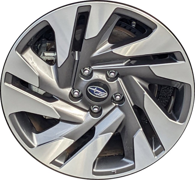 Subaru Legacy 2023-2025 dark grey machined 18x7.5 aluminum wheels or rims. Hollander part number ALY68901A, OEM part number 28111AN17A.