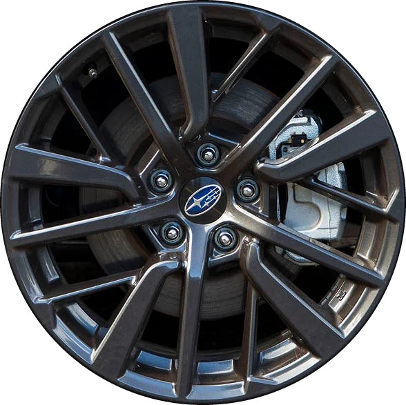 Subaru WRX 2022-2024 powder coat charcoal 18x8.5 aluminum wheels or rims. Hollander part number 68896a, OEM part number 28111VC040.