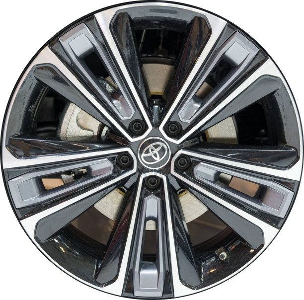 Toyota bZ4X 2023-2025 black machined 20x7.5 aluminum wheels or rims. Hollander part number ALY75457A, OEM part number 42611-0R530.