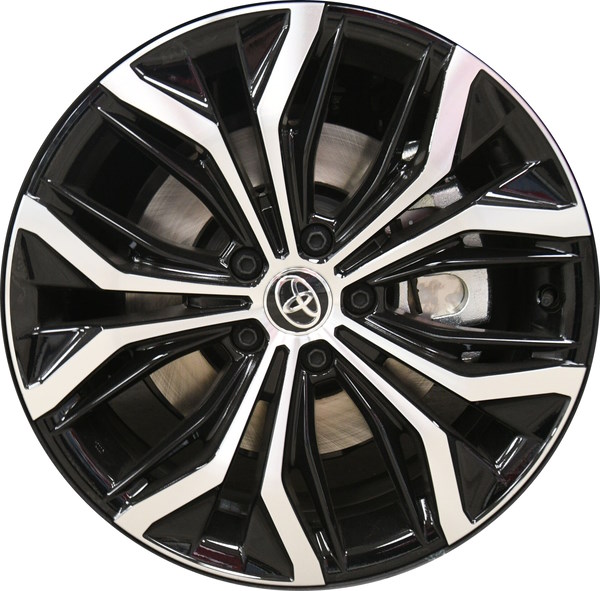 Toyota Crown 2023-2025 Black Machined 19x7 aluminum wheels or rims. Hollander part number ALY75330, OEM part number 4261130K60.