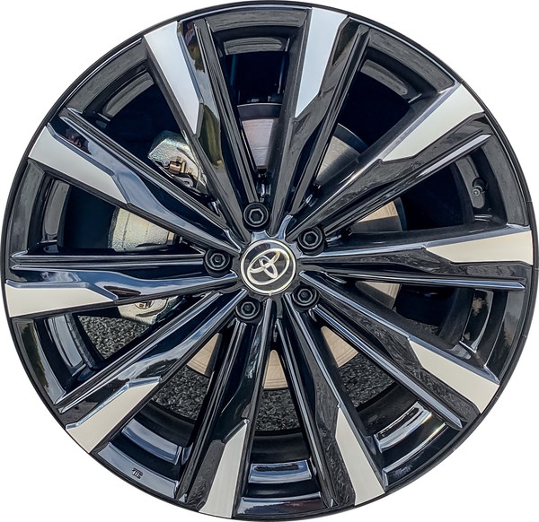 Toyota Crown 2023-2025 Black Machined 21x7.5 aluminum wheels or rims. Hollander part number ALY75332, OEM part number 4261130K70.