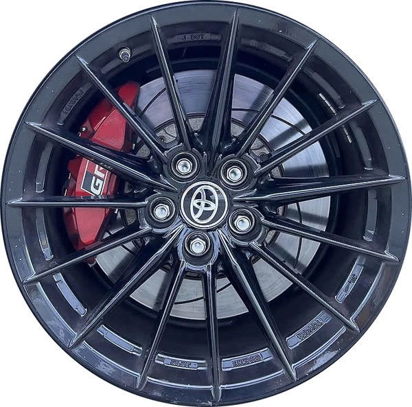 Toyota GR Corolla 2023-2025 powder coat black 18x8.5 aluminum wheels or rims. Hollander part number ALY75459, OEM part number 4261112F30.