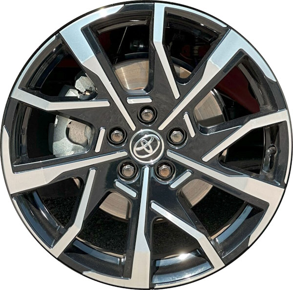 Toyota Prius Prime 2023-2025 black machined 19x6.5 aluminum wheels or rims. Hollander part number ALY69198, OEM part number 4261147381.