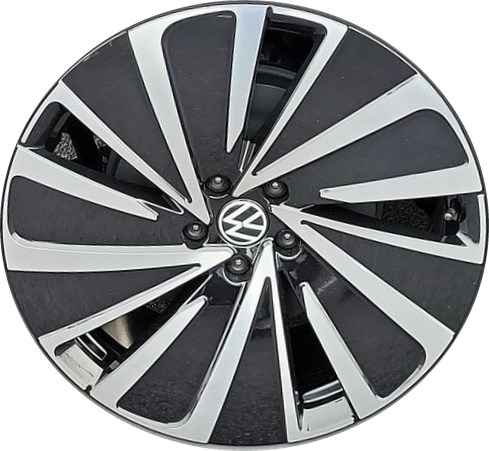 Volkswagen ID.4 2023-2025 black machined 20x8 aluminum wheels or rims. Hollander part number ALY70105, OEM part number 11K601025HFZZ.