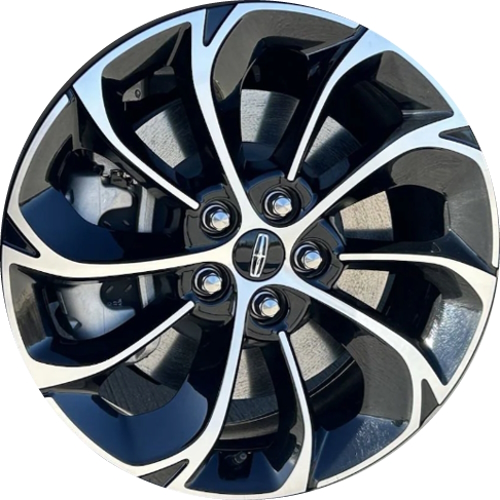 Lincoln Nautilus 2024-2025 black machined 19x8 aluminum wheels or rims. Hollander part number 95904 10561, OEM part number R2TZ1007A