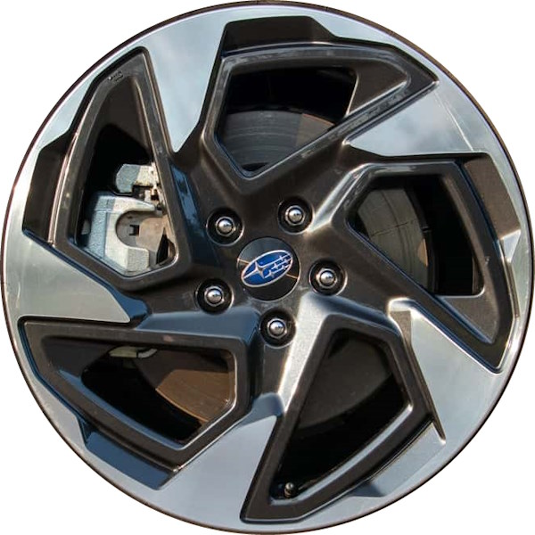 Subaru Crosstrek 2024 charcoal machined 18x7 aluminum wheels or rims. Hollander part number 180462, OEM part number Not Yet Known.