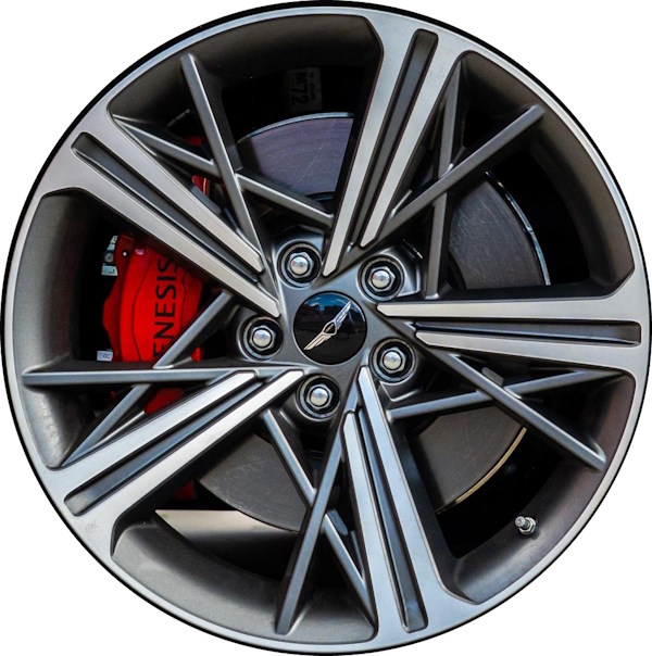 Genesis G70 2024-2025 grey machined 19x8 aluminum wheels or rims. Hollander part number ALY71086, OEM part number 52910G9770