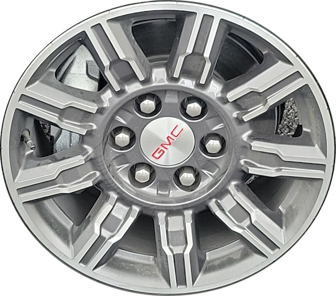 GMC Sierra 1500 2024-2025 dark grey machined 18x8.5 aluminum wheels or rims. Hollander part number 95718 14131a, OEM part number 86774700