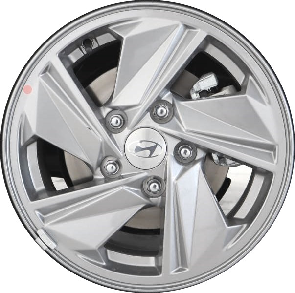 Hyundai Elantra 2024-2025 powder coat silver 15x6 aluminum wheels or rims. Hollander part number ALYELAN1524, 52910AAAA0