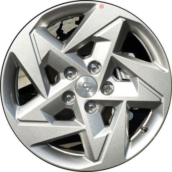 Hyundai Kona 2024-25 powder coat silver 17x7 aluminum wheels or rims. Hollander part number ALYIA066, OEM part number 52910BE200.