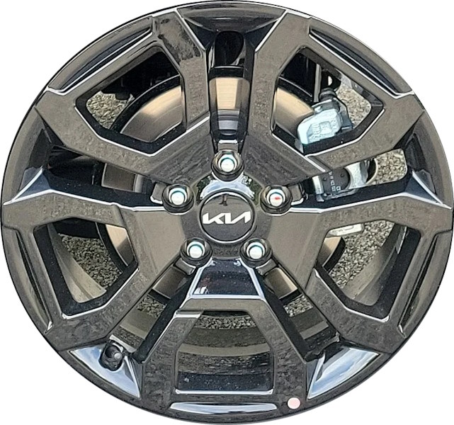 KIA Seltos 2024-2025 powder coat black 18x7.5 aluminum wheels or rims. Hollander part number 71073, OEM part number. 52910Q5ZK0
