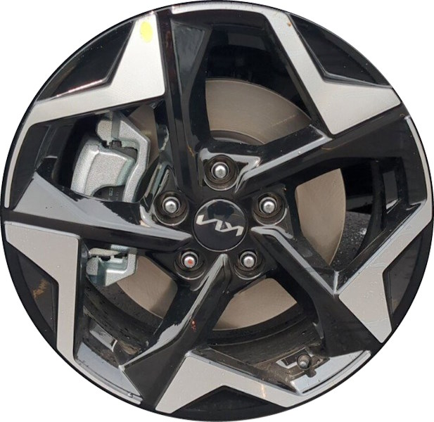 KIA Seltos 2024-2025 black machined 17x7 aluminum wheels or rims. Hollander part number 971072 5664, OEM part number.