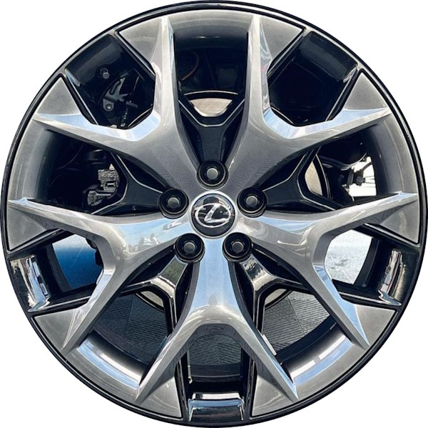 Lexus TX500h 2024 powder coat black 22x9 aluminum wheels or rims. Hollander part number 10576, OEM part number 4260D0E071