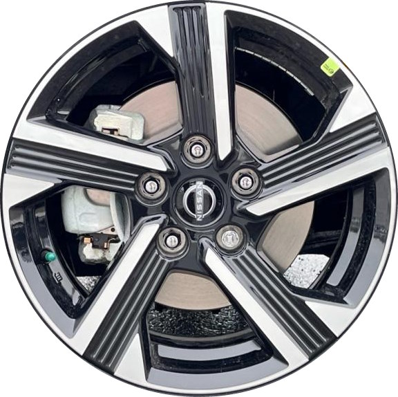 Nissan Sentra 2024-2025 black machined 16x6.5 Inch aluminum wheels or rims. Hollander part number 62876 95870, OEM part number 403006LY3A
