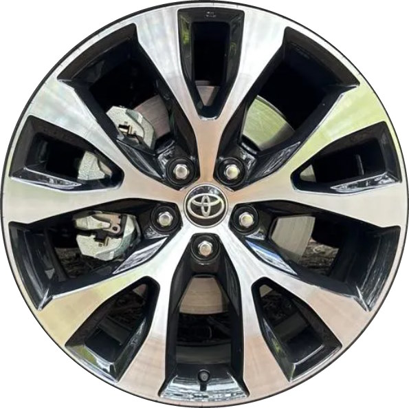 Toyota Highlander 2024-2025 black machined 20x8 aluminum wheels or rims. Hollander part number ALY10526b, OEM part number 426110EA31
