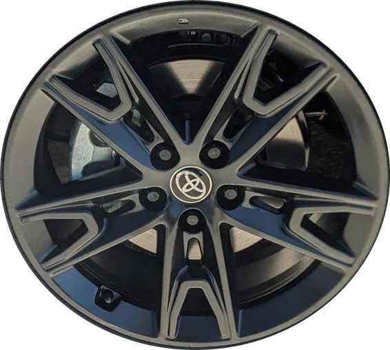 Toyota Highlander 2024-2025 powder coat black 20x8 aluminum wheels or rims. Hollander part number ALY95713, OEM part number PT758-48240-S2.