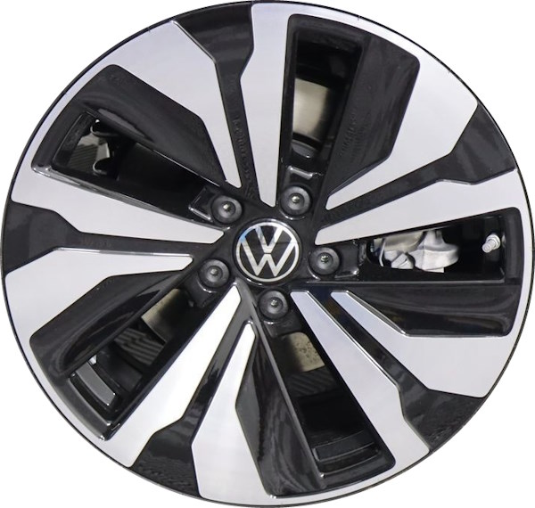Volkswagen Atlas 2024-2025, Atlas Cross Sport 2024-2025 black machined 18x8 aluminum wheels or rims. Hollander part number 70113, OEM part number 2024 VW Volkswagen Atlas Cross Sport Wheels Black Machined Rims 3QF601025TFZZ