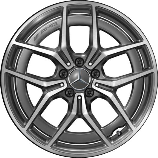 Mercedes-Benz E350 2021-2023, E450 2021-2023 grey machined 19x8 aluminum wheels or rims. Hollander part number 65582U35, OEM part number 21340165007Y51.