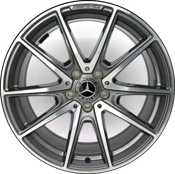 Mercedes-Benz E350 2021-2023, E450 2021-2023 grey machined 19x8 aluminum wheels or rims. Hollander part number 65583, OEM part number 21340173007X21.