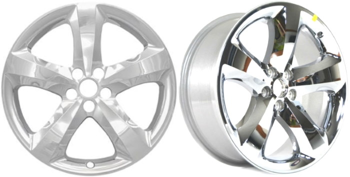 Dodge Challenger 2011-2014, Dodge Charger RWD 2011-2014 Chrome, 5 Spoke, Plastic Hubcaps, Wheel Covers, Wheel Skins, Imposters. Fits 20 Inch Alloy Wheel Pictured to Right. Part Number IMP-801X/2411.