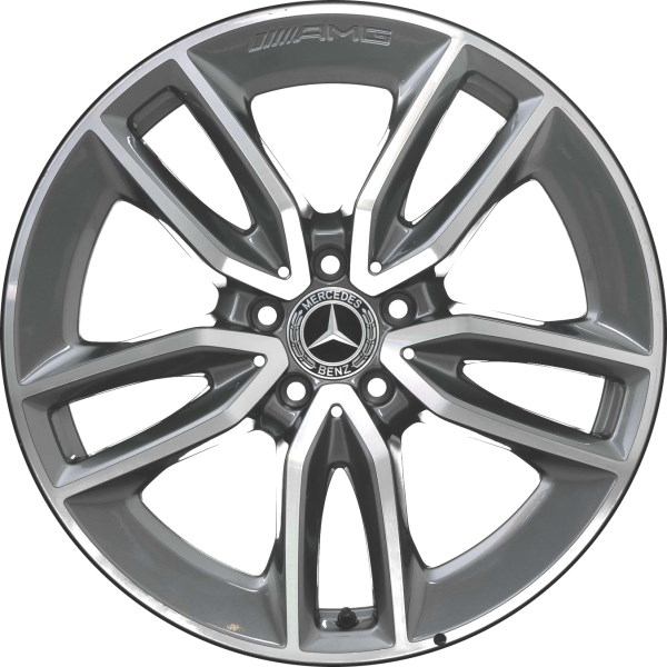 Mercedes-Benz GLA35 2021-2024, GLB35 2021-2023 grey machined 19x8 aluminum wheels or rims. Hollander part number 65547, OEM part number 24740118007Y51.