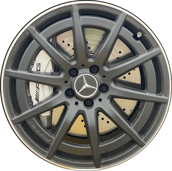 Mercedes-Benz GLA35 2021-2024, GLA45 2021-2023, GLB35 2021-2023 powder coat black w/ machined outer edge 19x8 aluminum wheels or rims. Hollander part number 65548A45, OEM part number 24740119007X71.