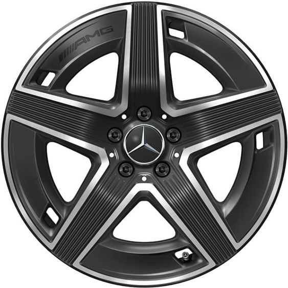Mercedes-Benz GLC300 2023-2024 black machined 19x8 aluminum wheels or rims. Hollander part number ALY85911, OEM part number 25440104007X23.