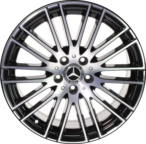 Mercedes-Benz GLC300 2023-2024 black machined 19x8 aluminum wheels or rims. Hollander part number ALY85909, OEM part number 25440149007X44.