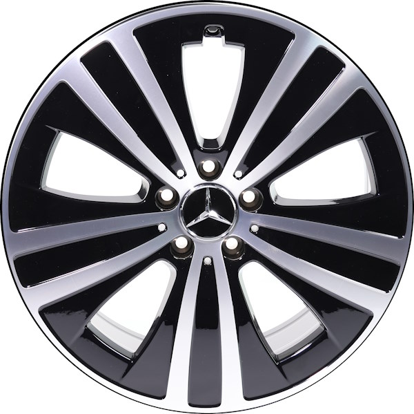 Mercedes-Benz EQE Sedan 2023-2024 black machined 19x8.5 aluminum wheels or rims. Hollander part number ALY85880, OEM part number 29540112007X23.