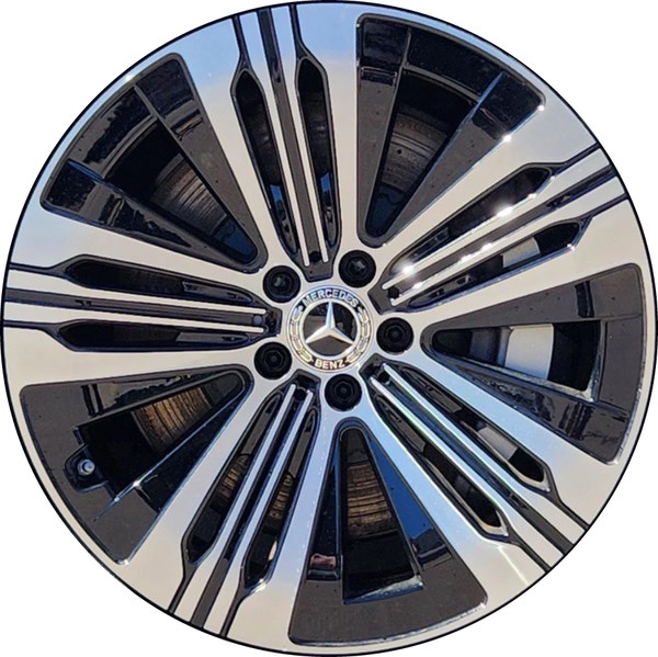 Mercedes-Benz EQS 450 2022-2024 black machined 20x8.5 aluminum wheels or rims. Hollander part number 65617, OEM part number 29740107007X23.
