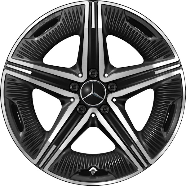 Mercedes-Benz EQS 450 2022-2024, EQS 580 2022-2024 black machined 20x8.5 aluminum wheels or rims. Hollander part number ALY85863, OEM part number 29740123007X23.