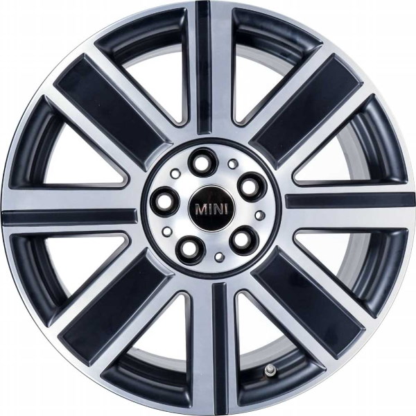 Mini Clubman 2020-2024 black machined 18x8 aluminum wheels or rims. Hollander part number ALY86247, OEM part number 36116888083.